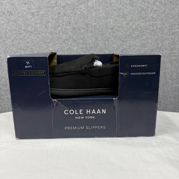 Cole Haan Other - Cole Haan Mens Microsuede Venetian Slippers Caviar Black 104874 Size 11 NEW